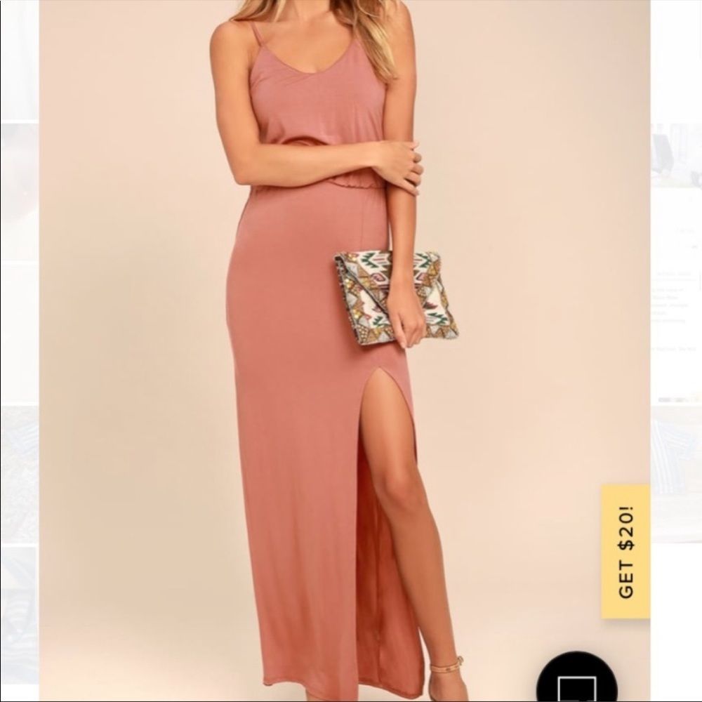 NWT Lulu’s Watch the Sunset Rusty Rose Maxi Dress